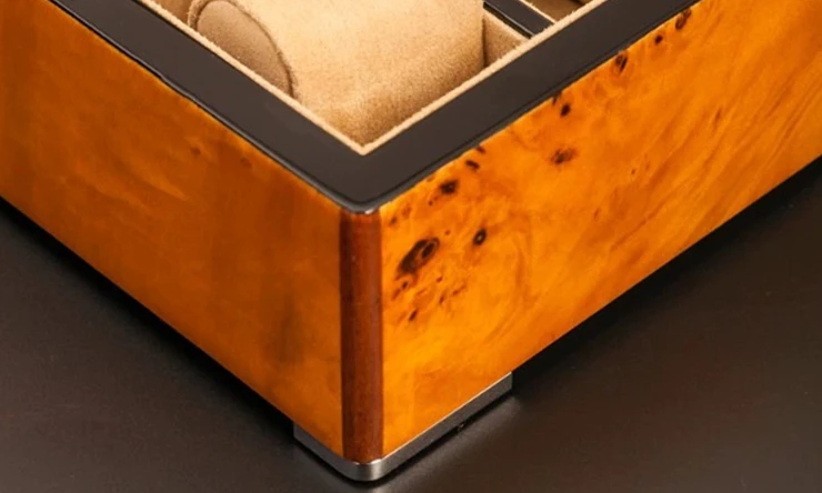 Uhrenbox – 12 Fächer – Holz – Samt-Innenausstattung