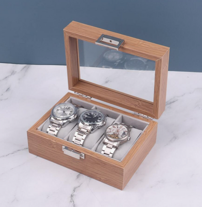 Boîte à Montre - 3 Emplacements – Bois – Intérieur Velours