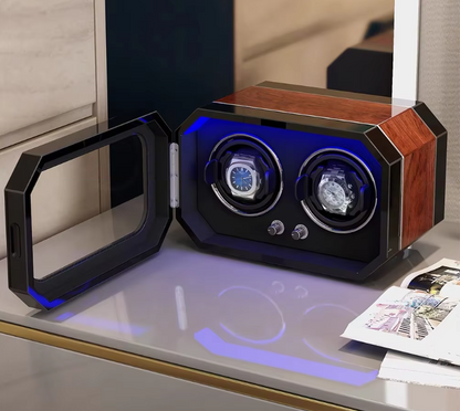 Automatischer Uhrenbeweger für 2 Uhren – Edelholz – Geräuschlos 