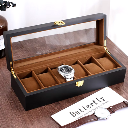 Boîte à Montre - 6 Emplacements – Bois – Intérieur Velours