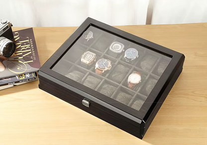 Boîte à Montre - 18 Emplacements – Bois – Intérieur Velours