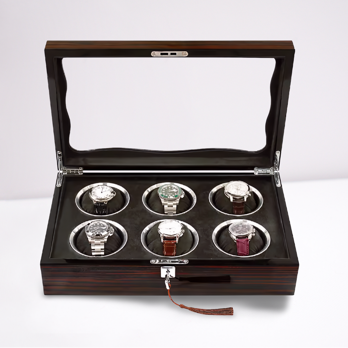 Watch Box - 6 Slots - Wood - Velvet Interior