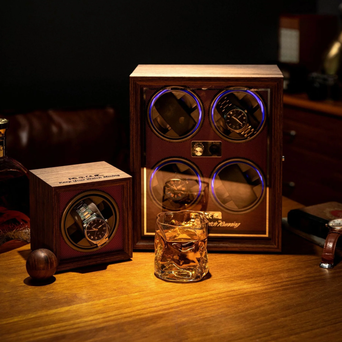 Wooden Automatic Watch Winder Box - Silent & Programmable