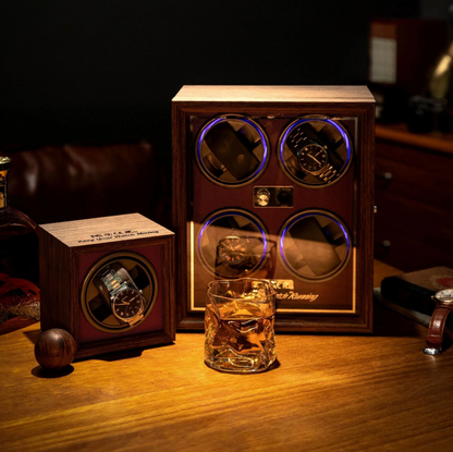 Wooden Automatic Watch Winder Box - Silent & Programmable