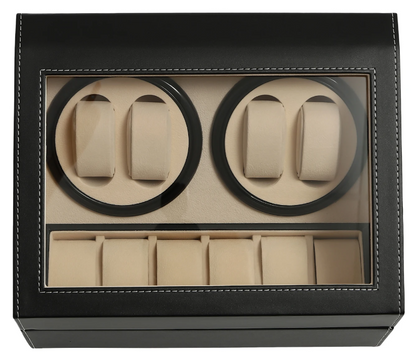 Remontoir Montre Automatique 4 Montres – Cuir Noir – Silencieux