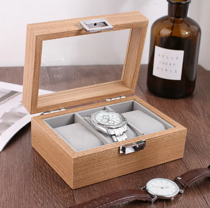 Boîte à Montre - 3 Emplacements – Bois – Intérieur Velours