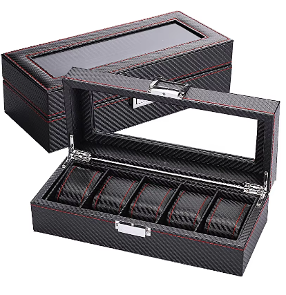 Uhrenbox – 5 Fächer – Sport – Lederausstattung 