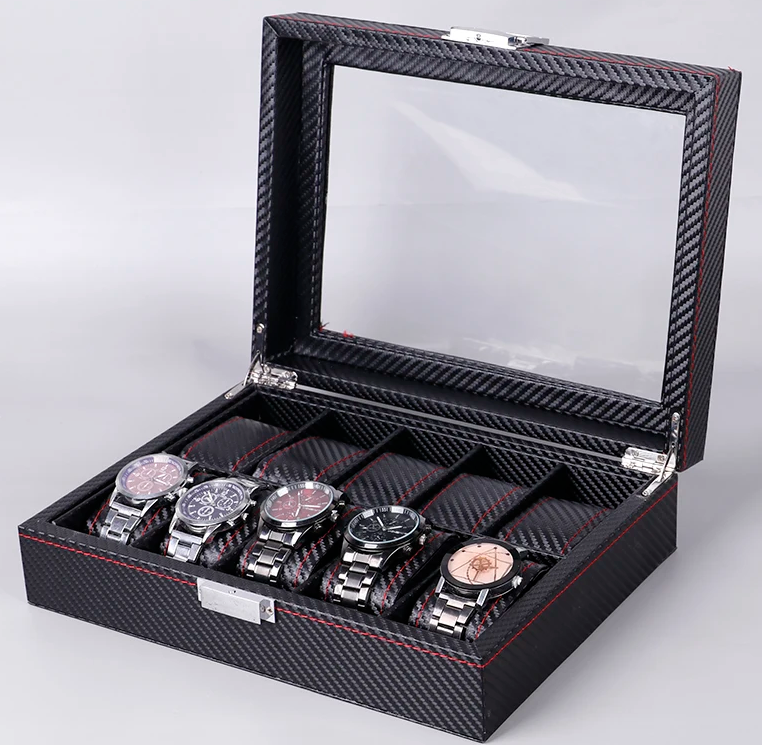 Boîte à Montre - 10 Emplacements – Bois – Intérieur Cuir