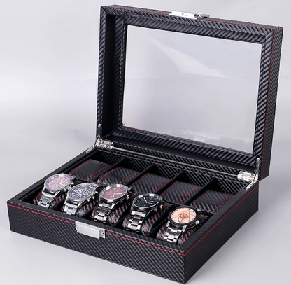 Boîte à Montre - 10 Emplacements – Bois – Intérieur Cuir