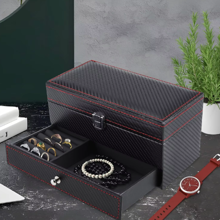 Uhrenbox – 5 Fächer – Holz – Lederausstattung 