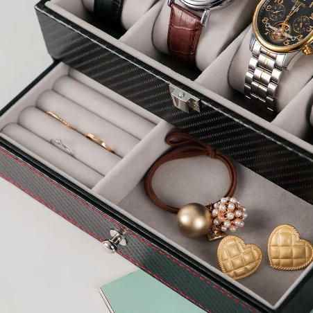 Uhrenbox – 5 Fächer – Holz – Lederausstattung 