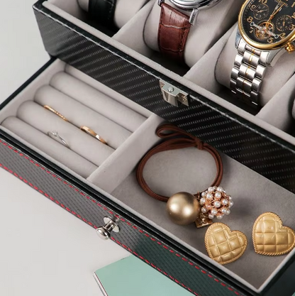 Uhrenbox – 5 Fächer – Holz – Lederausstattung 