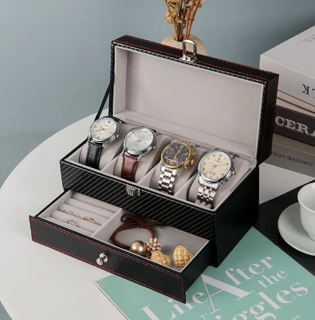 Uhrenbox – 5 Fächer – Holz – Lederausstattung 