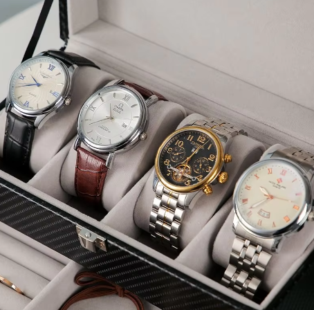 Uhrenbox – 5 Fächer – Holz – Lederausstattung 