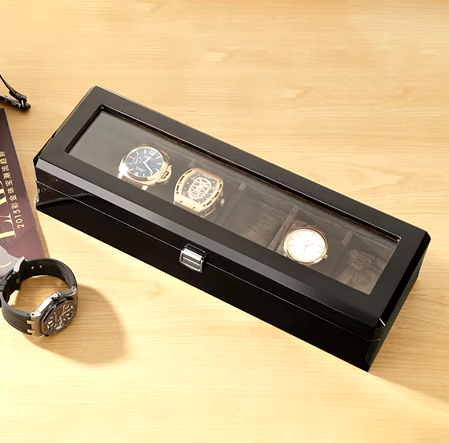 Watch Box - 6 Slots - Wood - Velvet Interior