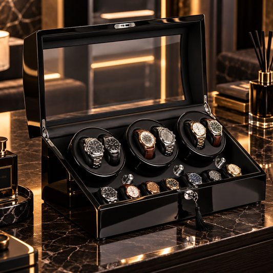 Remontoir montre automatique 6 slots - Coffret rotatif luxe pour 13 montres - Remontoir montre silencieux grand format