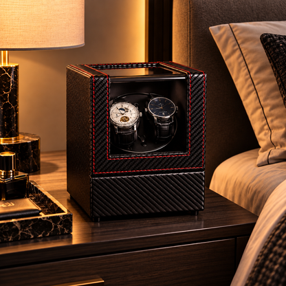 Remontoir Montre Automatique 2 Montres – cuir noir – Silencieux