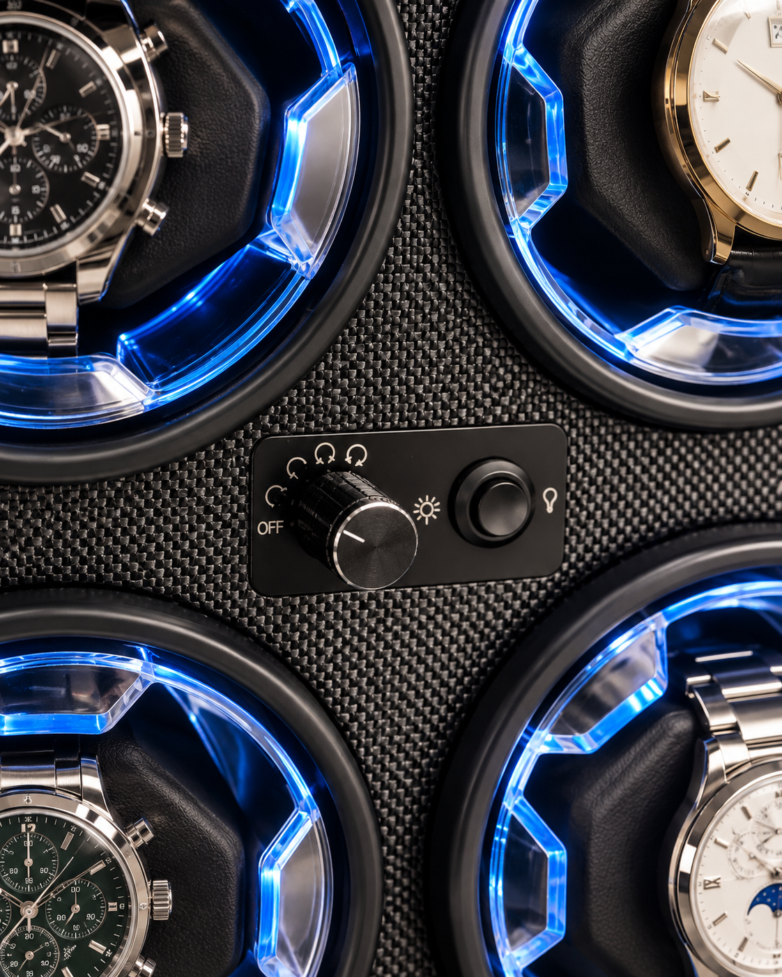 Vertical Quad Automatic Watch Winder Box - Space-Saving Wood
