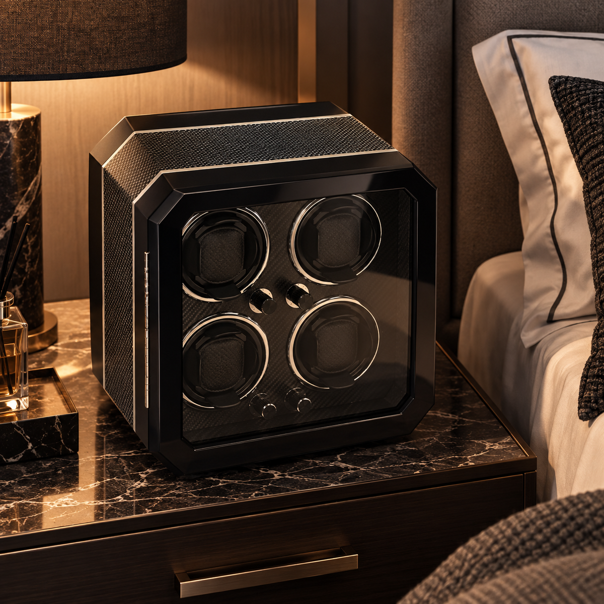 Automatic Watch Winder 4 Watches – Black Wood – Silent