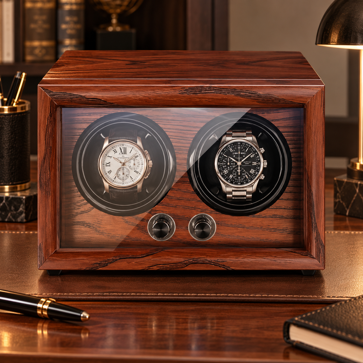 Silent Automatic Watch Winder - 2 Watches - Wood