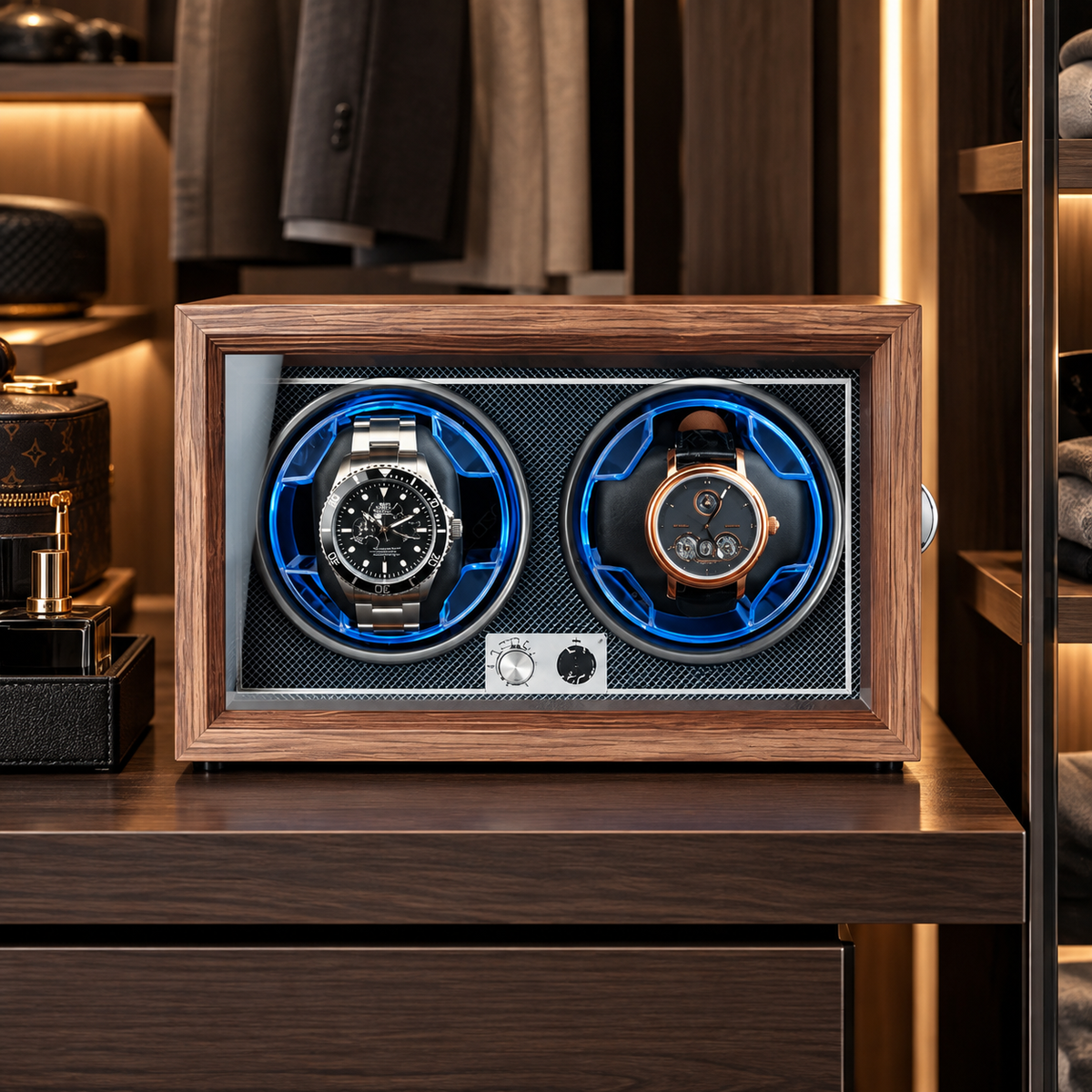 Automatic Watch Winder for 2 Watches – Natural Wood – Silent
