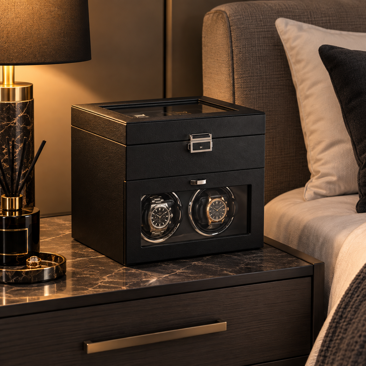Automatic Watch Winder - Silent Watch Box - 10 Watches - Black