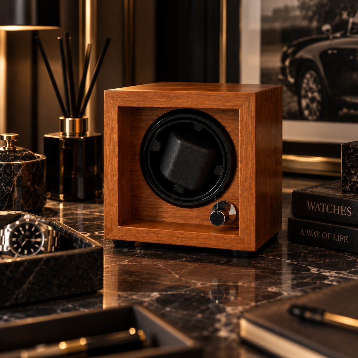 Automatic Watch Winder - Silent - 1 Watch - Wood