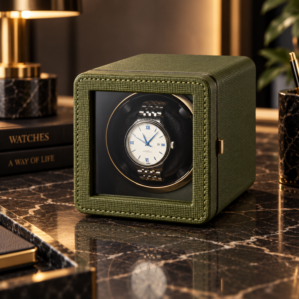 Automatic Watch Winder - Silent - 1 Watch - Green