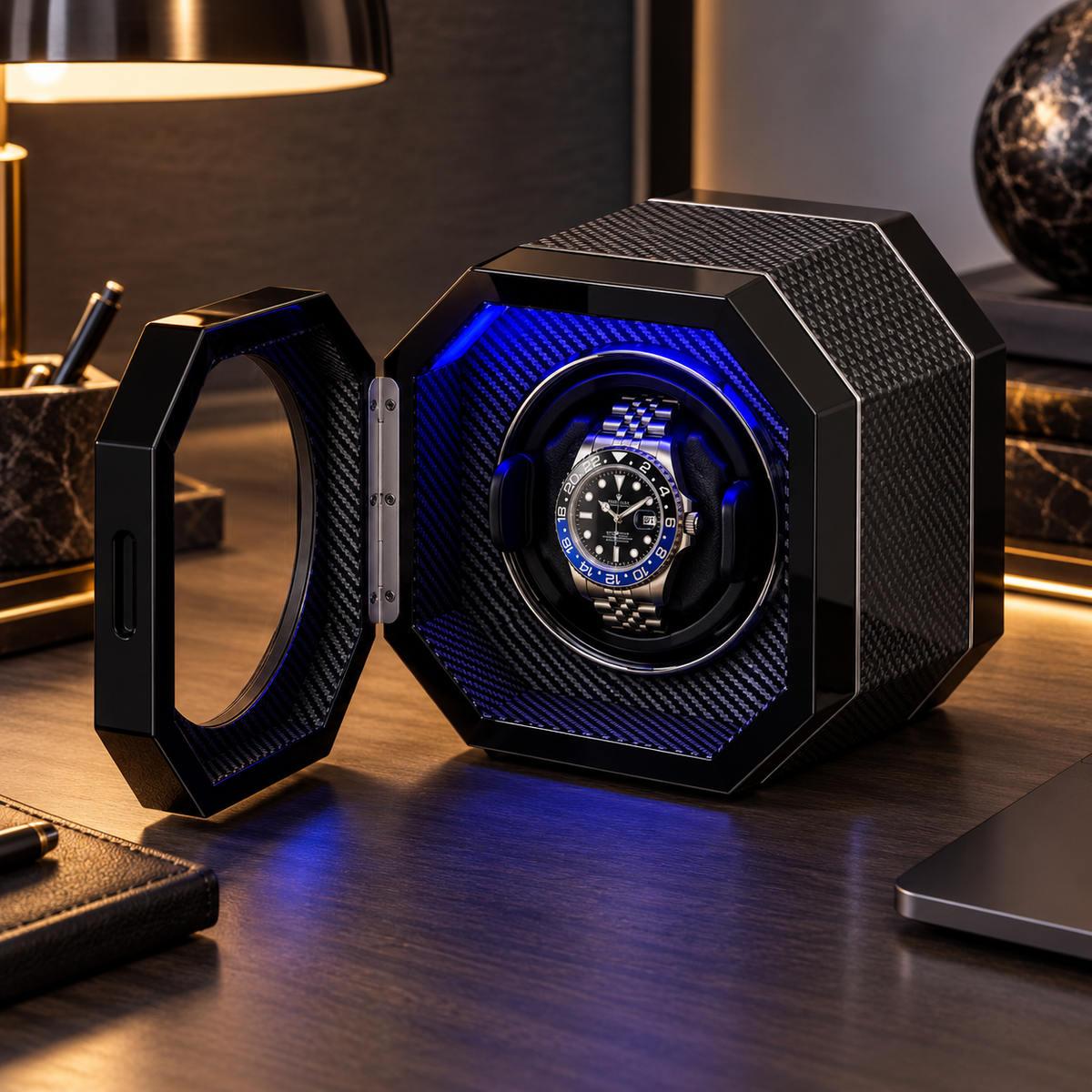 Automatic Watch Winder 1 Watch - Black Wood - Silent