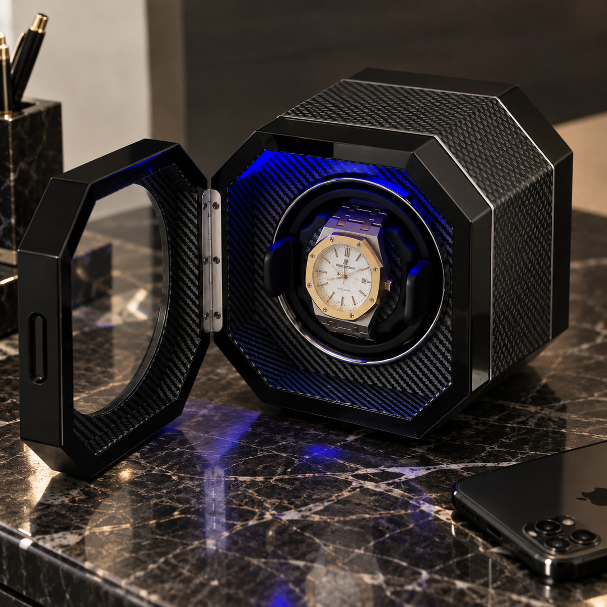 Automatic Watch Winder 1 Watch - Black Wood - Silent