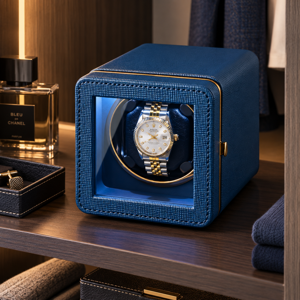 Automatic Watch Winder - Silent - 1 Watch - Blue