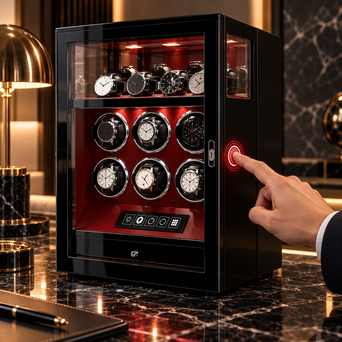 Automatic Watch Winder - Silent - 6 Watches - Black