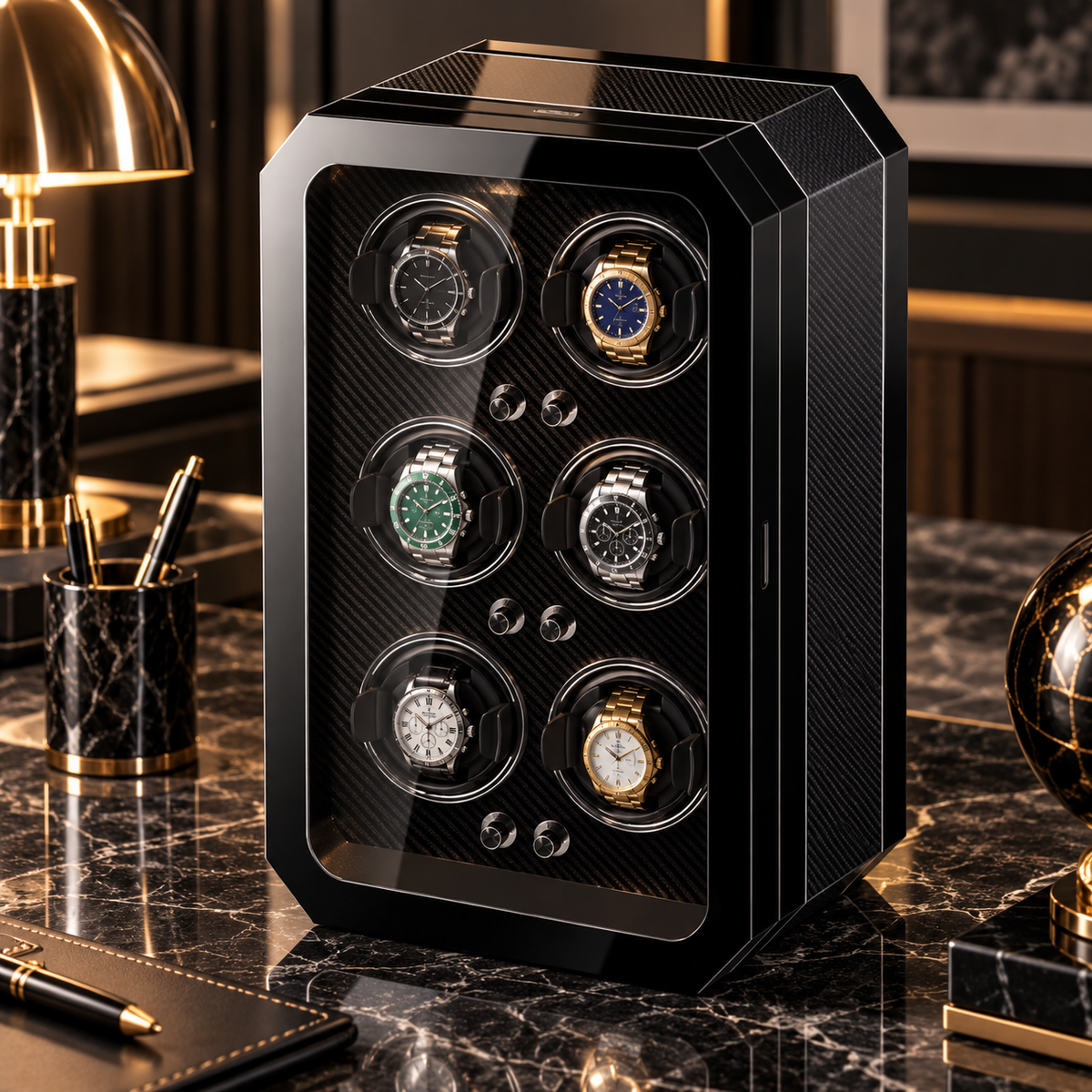 Automatic Watch Winder for 6 Watches – Precious Wood – Silent