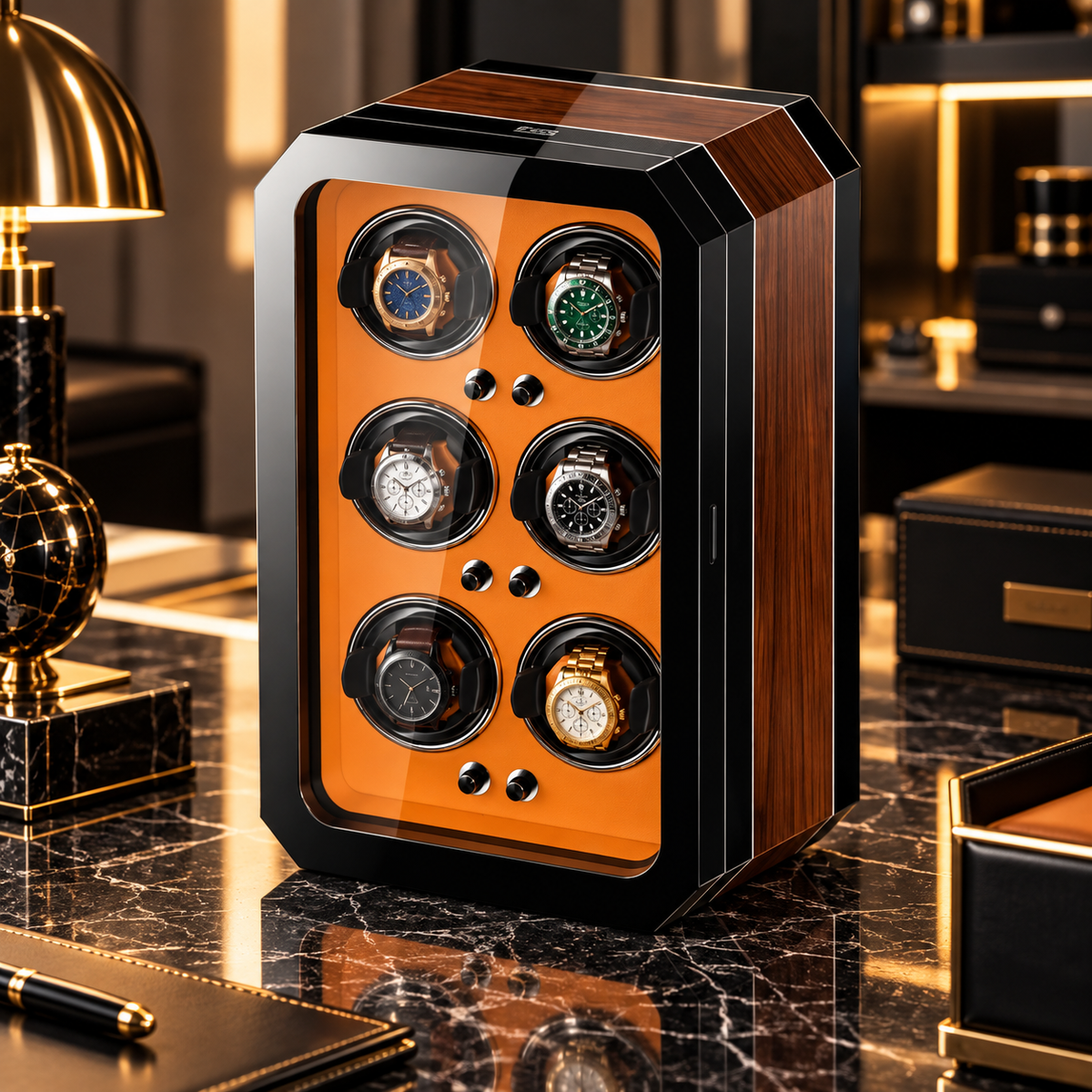 Automatic Watch Winder for 6 Watches – Precious Wood – Silent
