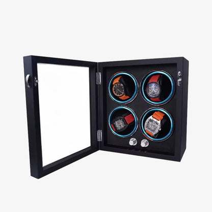 Matte black automatic watch winder - 1, 2 or 4 slot rotating case - Silent modern design watch winder