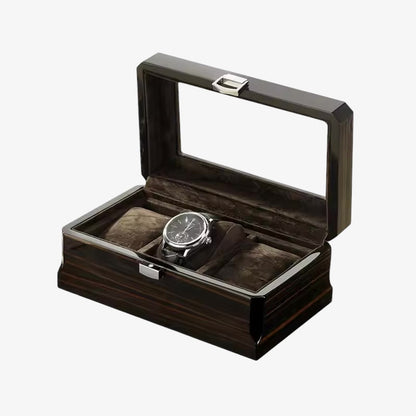 Natural wood watch box - 3-slot storage case for men's watches - Luxury watch case with flannel lining