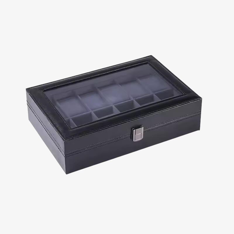 Men's Blue Leather Watch Box - Luxury Case for 6 to 12 Watches - Elegant Automatic Watch Storage