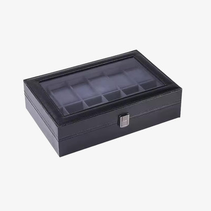 Men's Blue Leather Watch Box - Luxury Case for 6 to 12 Watches - Elegant Automatic Watch Storage