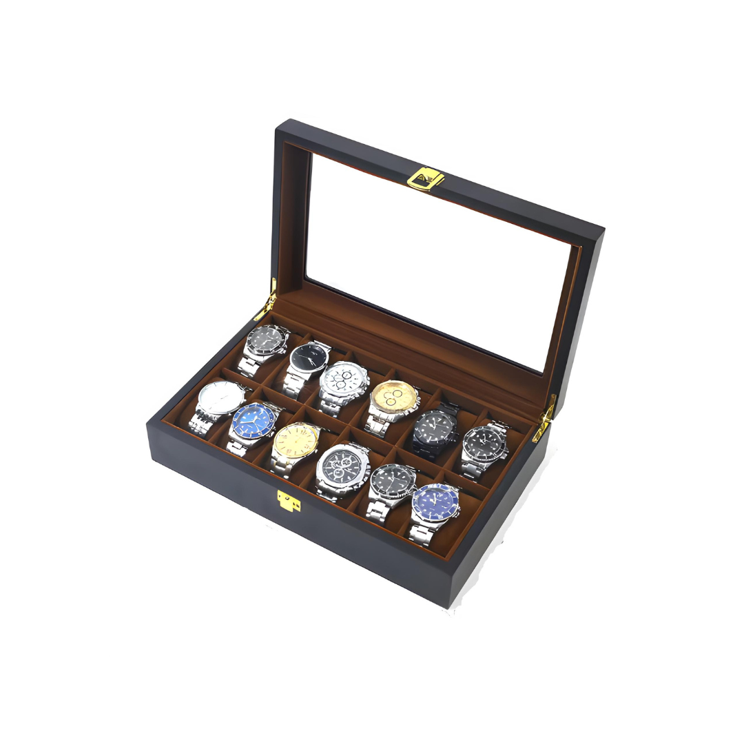 Boîte à Montre - 12 Emplacements – Bois – Intérieur Velours