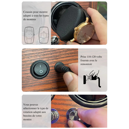 Remontoir Montre Automatique 4 Montres – Bois Noyer – Silencieux