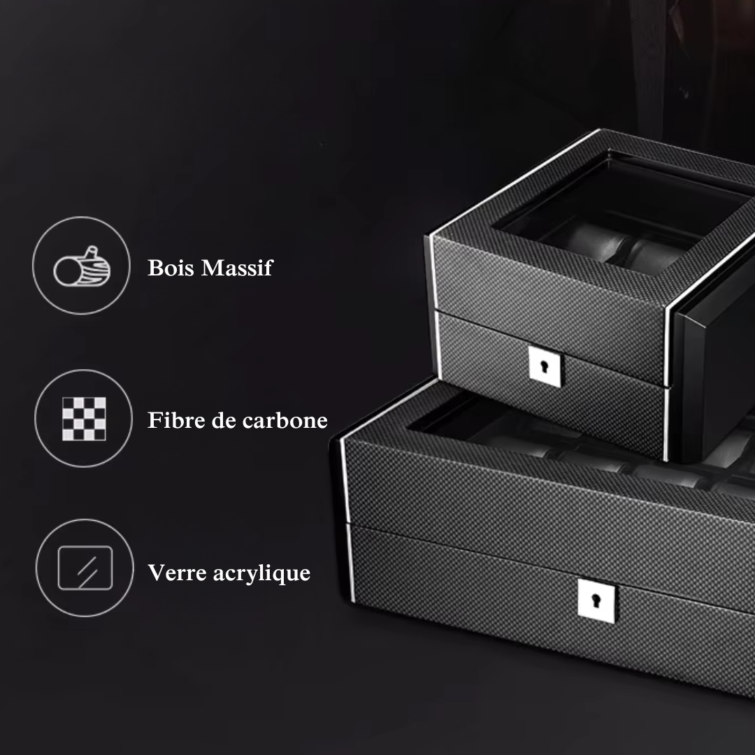 Watch Box - 6 Slots - Wood - Leather Interior