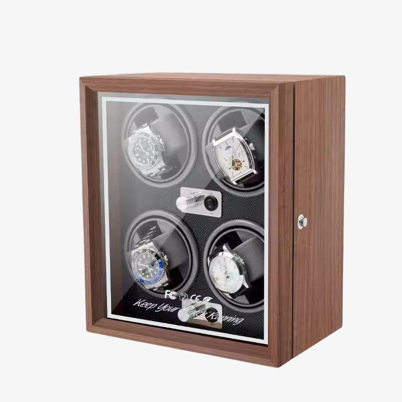 Wooden Automatic Watch Winder Box - Silent & Programmable