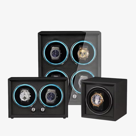 Remontoir montre automatique noir mat - Coffret rotatif 1, 2 ou 4 slots - Remontoir montre silencieux design moderne