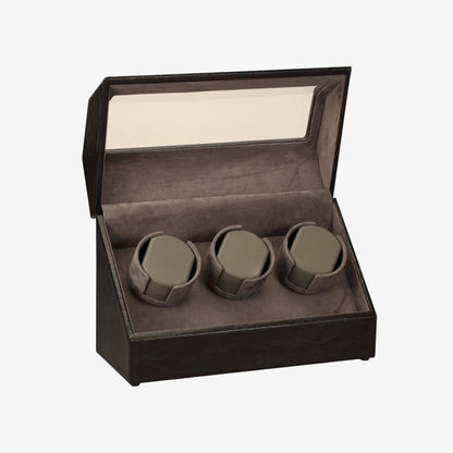 ShadowLine 3-slot Automatic Watch Winder - Luxury Triple Rotating Case - Silent Leather and Suede Watch Winder