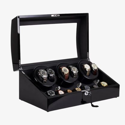 6-Slot Automatic Watch Winder Box - 13-Watch Luxury Case
