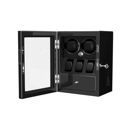 Uhrenbeweger 2 Uhren mit Display für 3 weitere Automatikuhren – Obsidian Schwarz