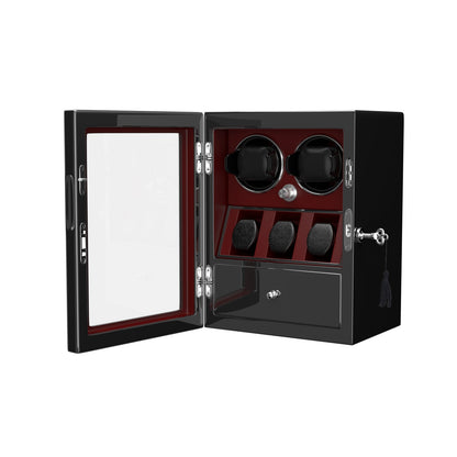 Uhrenbeweger 2 Uhren mit Display für 3 weitere Automatikuhren – Burl Rot Kollektion