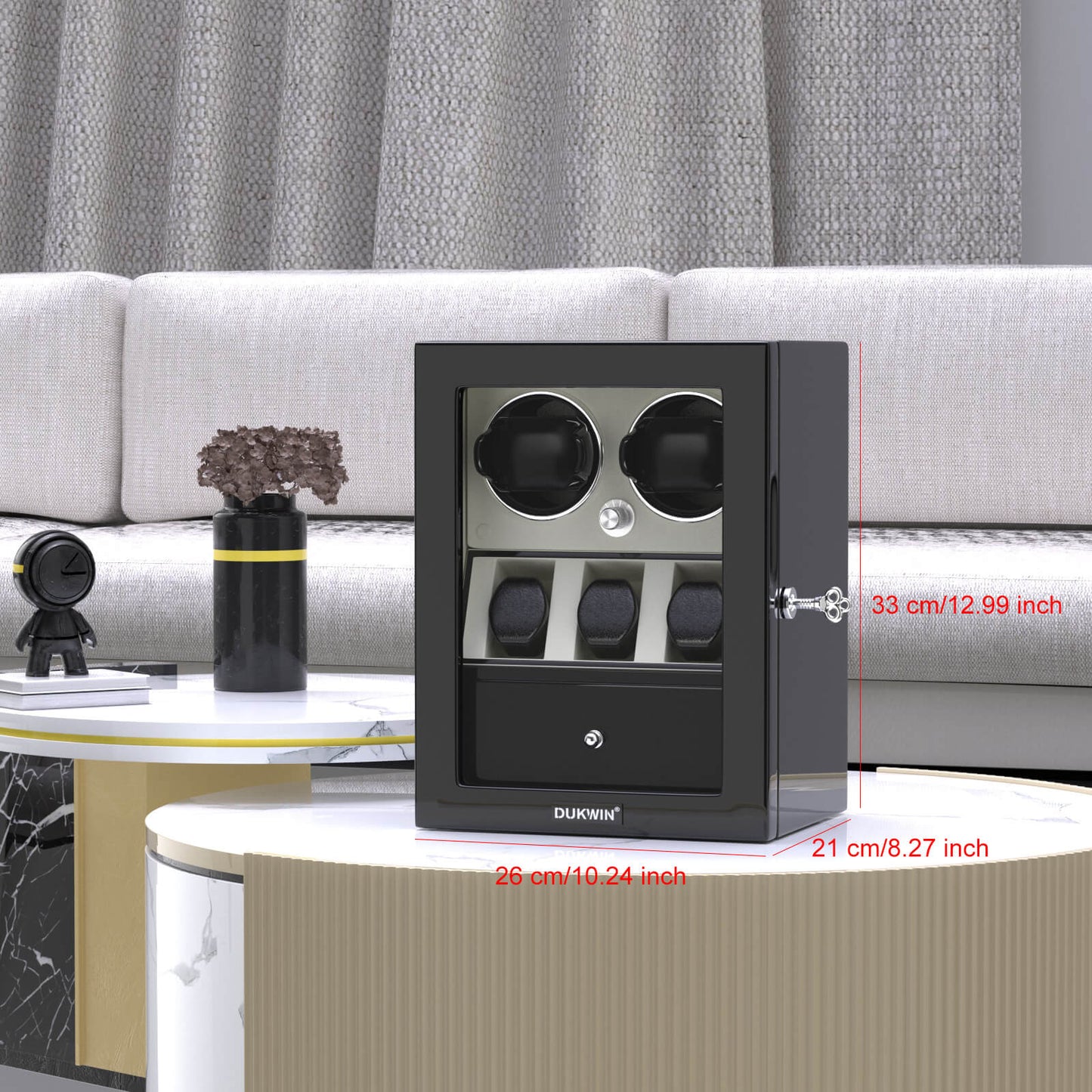 Uhrenbeweger 2 Uhren mit Display für 3 weitere Automatikuhren – Alabaster Weiß Kollektion