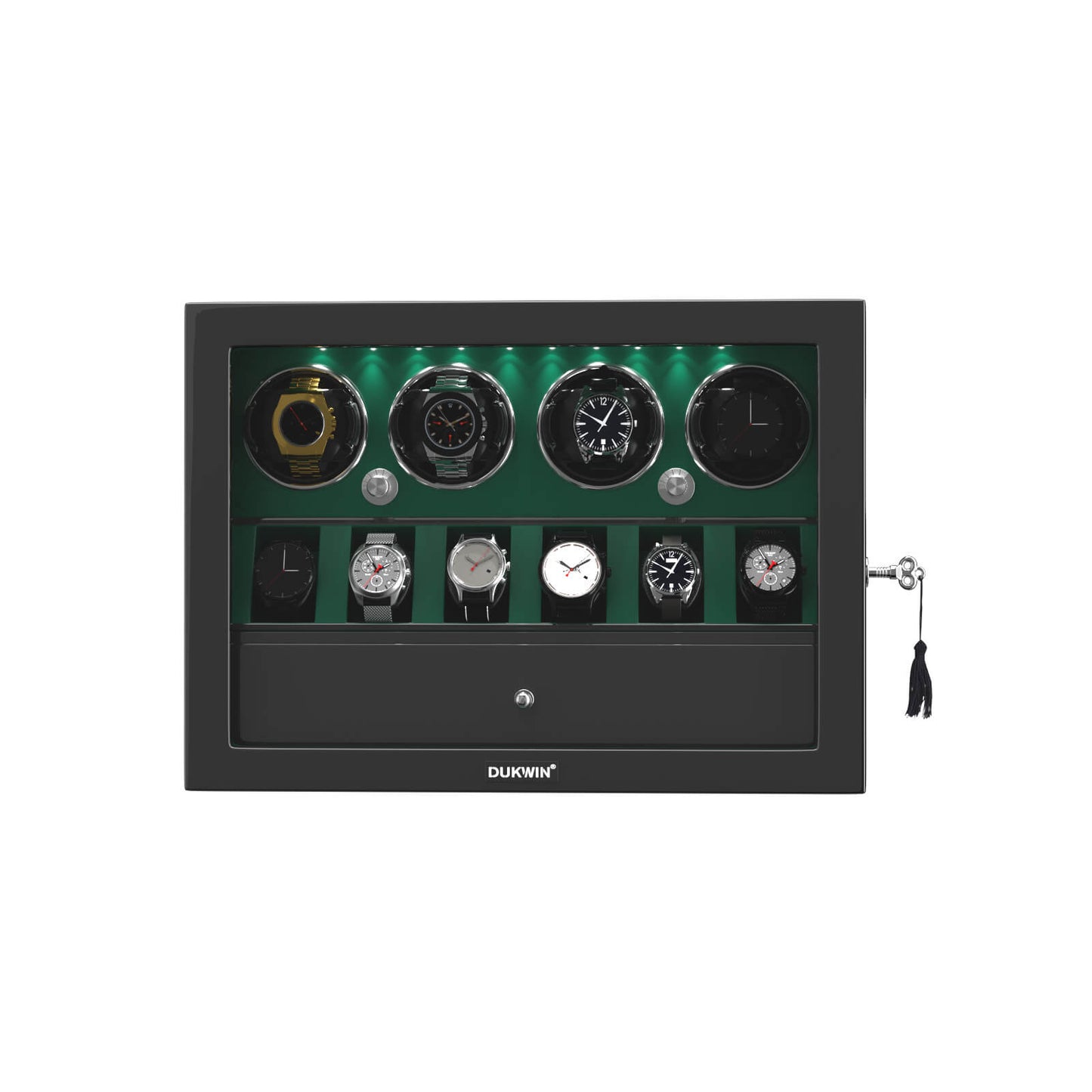 Uhrenbeweger 4 Uhren mit Display für 6 weitere Automatikuhren – Imperial Grün