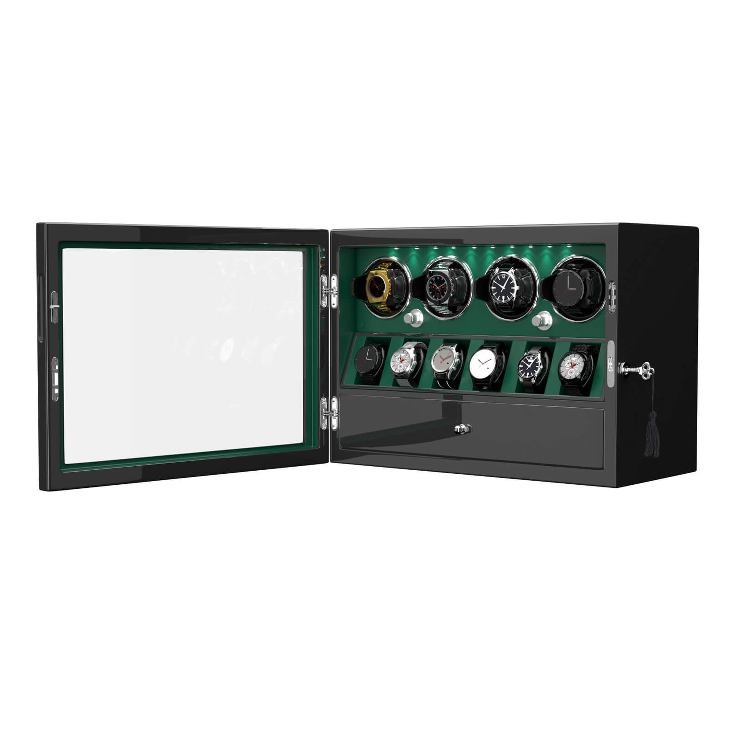 Uhrenbeweger 4 Uhren mit Display für 6 weitere Automatikuhren – Imperial Grün